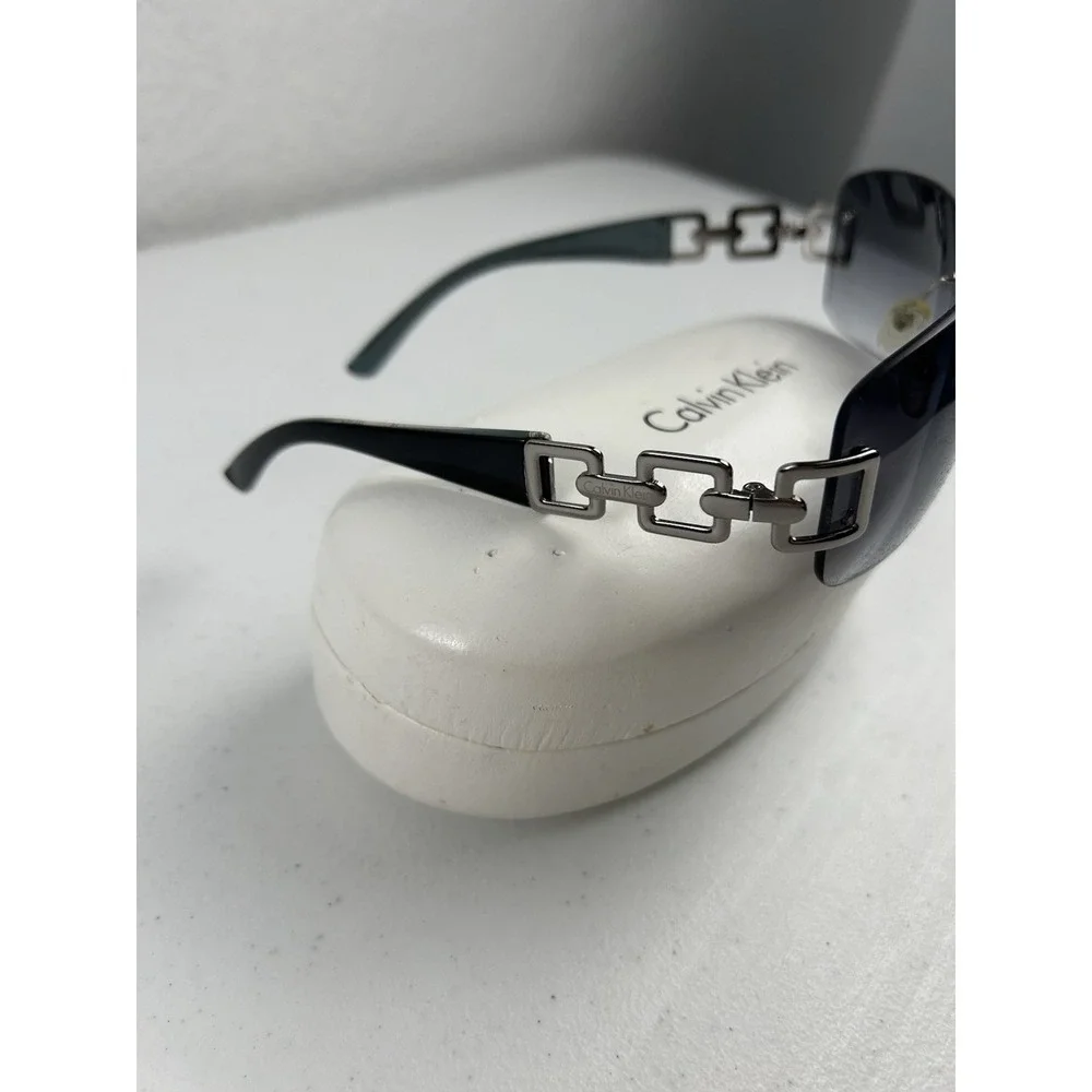Calvin Klein‎ Womens Blue/Gray Silver Sunglasses R324S 010 With Case